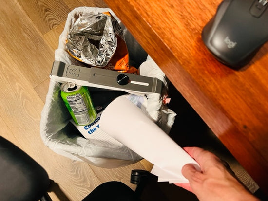 Eco-Sorter: Divide office trash can into two sections, one for trash and one for paper recycling